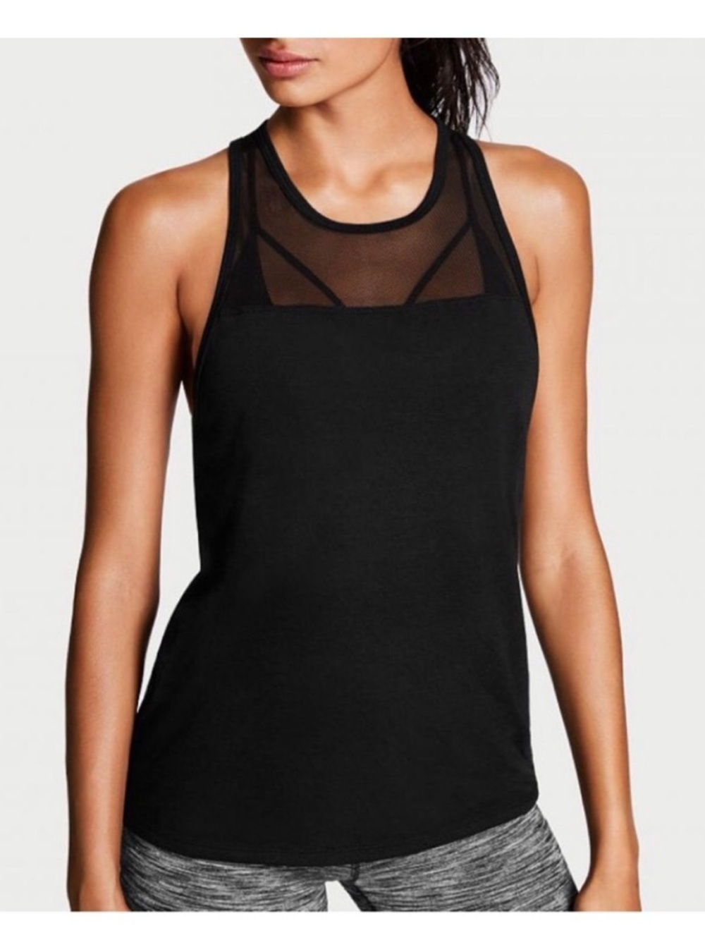 Victoria’s Secret Victoria Sport Black Mesh Work Out Athletic Tank Top Small